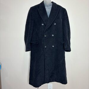 Adams Row Wool Cashmere Blend Long PeaCoat Button front size 44R men’s dark grey